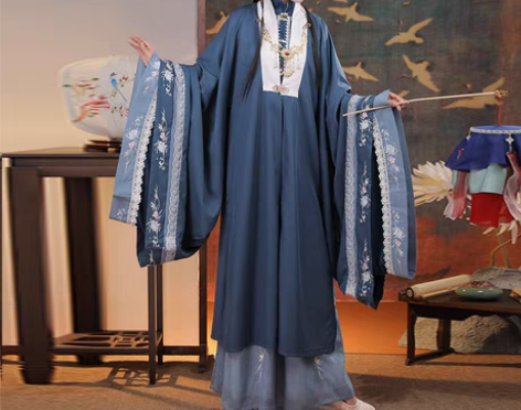 云鹤辞明制汉服女对襟长衫刺绣云肩中国风日常...