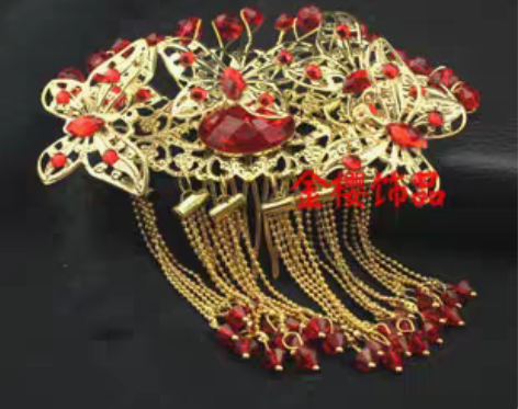 转卖红色中式古代新娘头饰古装结婚喜服配饰凤...