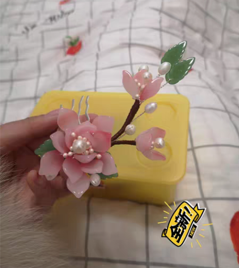 包邮锦心似玉同款发簪发冠 琉璃花瓣 颤...