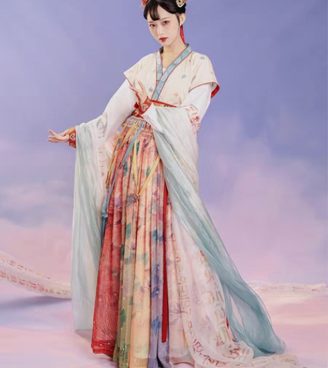 包邮七月夕走秀款 西藏 满绣唐背子印花齐腰...