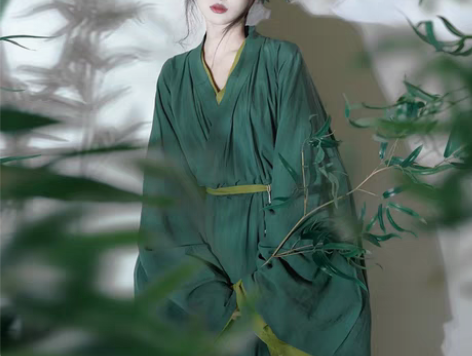 转卖绿色汉服女夏季中国风直裾古装魏晋古风改...