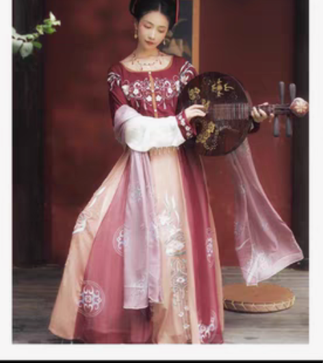 汉服可买可租 耀春红色坦领 目前衣服...