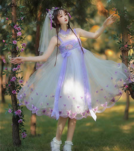 包邮汉旭原创汉服女中国风夏季改良浮笙蝶吊带...