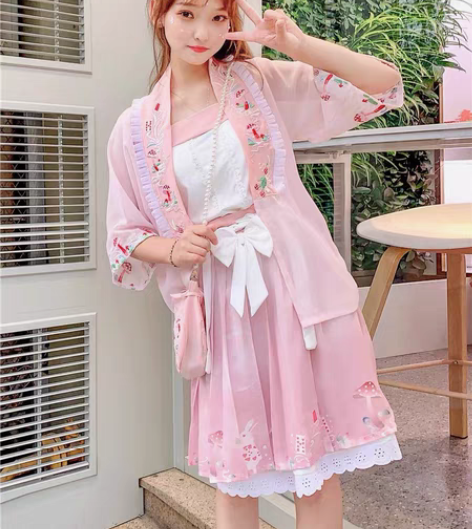 包邮汉旭宋制汉服女中国风原创梦游仙境短裙褙...