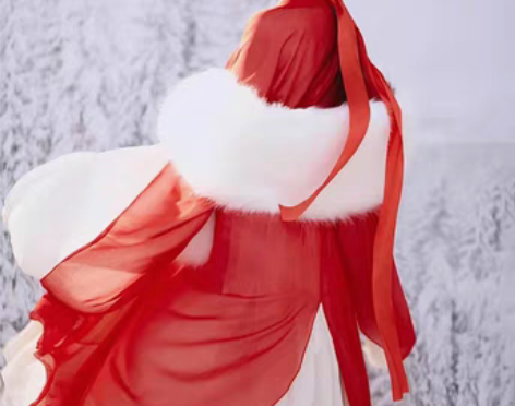 转卖【暖心价】红色魏晋古风武侠古装汉服女冬...