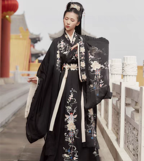 包邮汉衣晟道花间鹿大全套四件有大袖衫，M码...