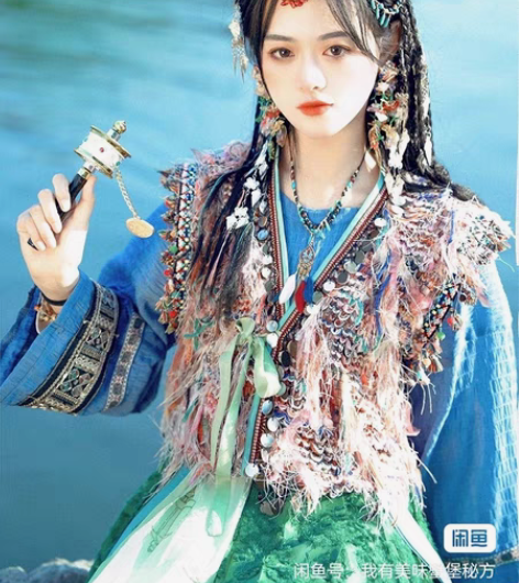 包邮【汉服出租】杨超越同款蓝色异域司南阁原...