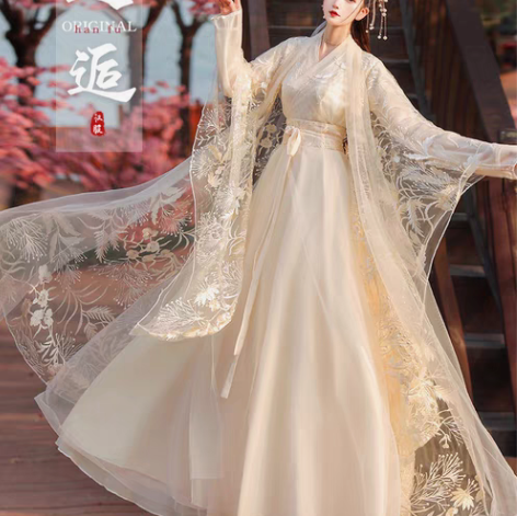 包邮汉服荟原创汉服女古装夏蕾丝绣花超仙中国...