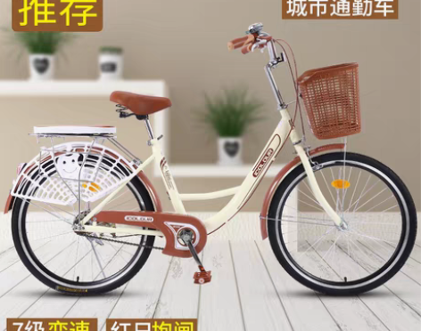 转卖自行车女轻便单车通勤普通充气胎24寸2...