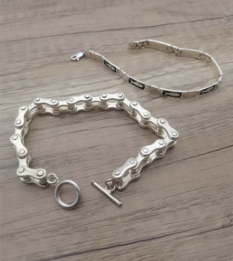 包邮摩托车自行车链条手链，欧洲原装925纯...