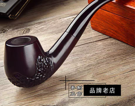 转卖艾宝黑檀石楠木实木烟斗男士老式手工旱烟...