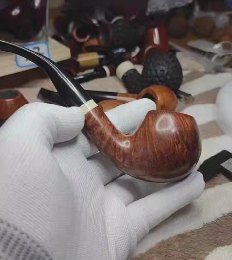 包邮全新石楠木烟斗大号苹果弯式手工烟斗 【...