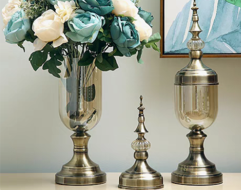 转卖欧式玻璃花瓶水晶摆件现代简约美式插花装...