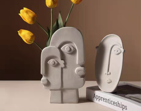 转卖北欧风网红创意人脸景德镇陶瓷花瓶现代简...