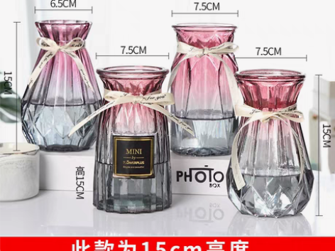 转卖【四件套】玻璃花瓶透明水培绿萝植物富贵...