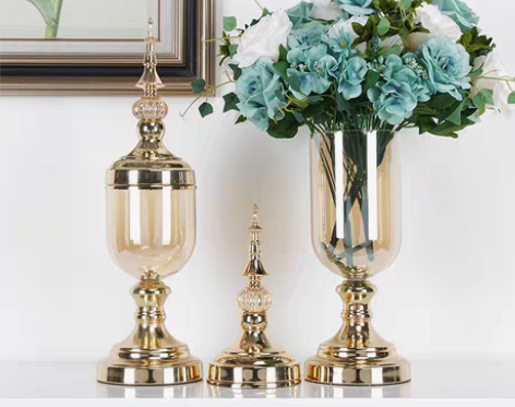 转卖【年货价】欧式美式客厅玻璃轻奢花瓶电视...