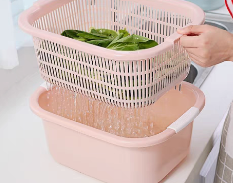 双层洗菜篮 塑料沥水篮子 淘米神器 菜篮淘...