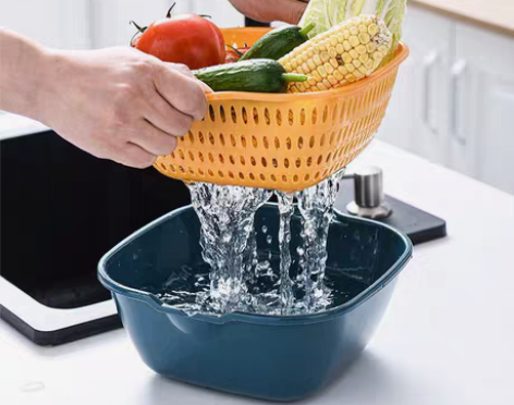 包邮双层塑料洗菜盆沥水篮子厨房神器多功能客...