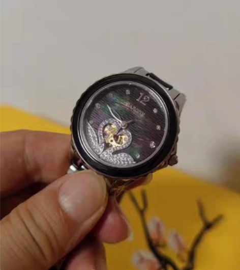 包邮雷诺近年新款全自动机械女表35表盘 黑...