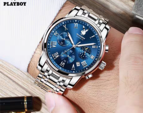 包邮花花公子 运动石英表男士多功能防水夜光...