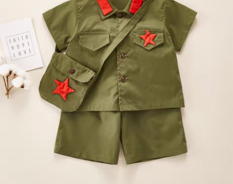 转卖国庆节小红军宝宝演出服儿童服解放军童装...