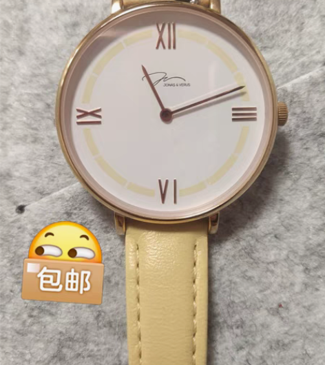 包邮飞亚达女表，气质皮腕带，黄色和米白色撞...