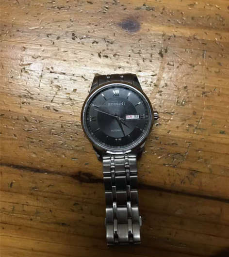 罗西尼机械手表,黑色表盘,直径40mm,日...