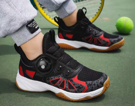 转卖儿童羽毛球鞋男童女纽扣秋冬透气防滑减震...