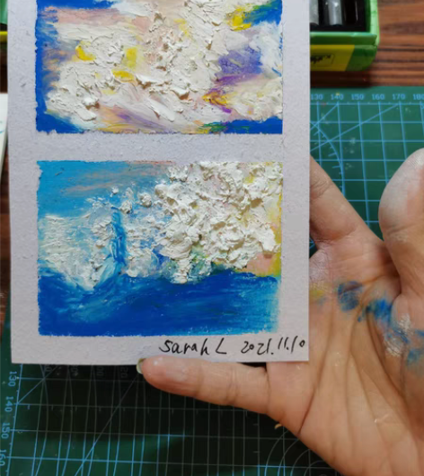 自画油画棒作品，喜欢的联系，五十元一幅，不...