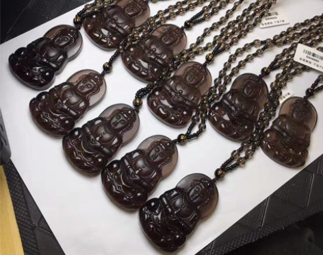 包邮黑曜石观音吊坠，尺寸：59/36/10...