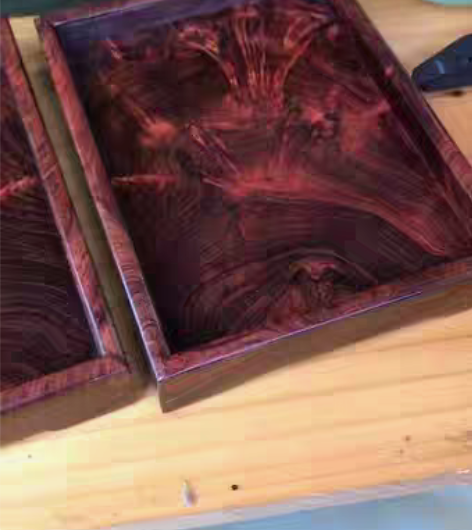 包邮收藏品：海黄文承盘一对 紫油梨老料，瘤...