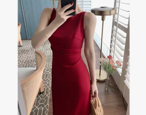 转卖法式复古赫本风收腰长裙修身显瘦御姐轻熟...