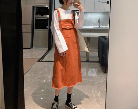 转卖2021春夏季新款牛仔背带裙女中长款连...