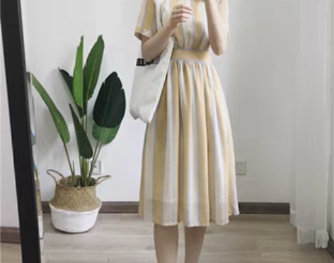 转卖2019春夏新款气质连衣裙子中长款学生...