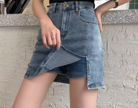 转卖小开叉高腰显瘦牛仔半身裙女2020新款...