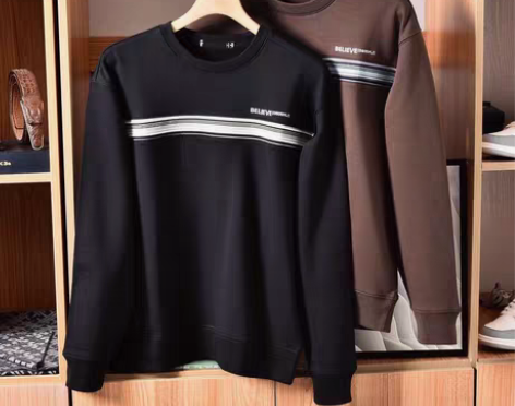 包邮海澜之家全棉加绒加厚男士冬款圆领简约大...