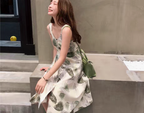 转卖kumayes+夏季树叶印花蝴蝶结绑带...