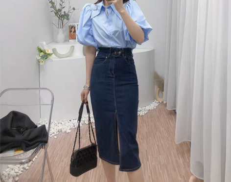 转卖牛仔半身裙女2021夏季新款高腰中长款...