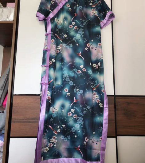 包邮全开扣手工旗袍丝绸苏州旗袍古典旗袍墨绿...