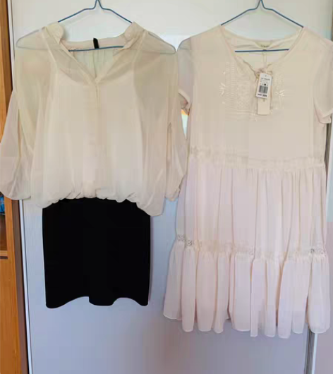 包邮拉夏贝尔女装夏装韩版修身短袖L码雪纺连...