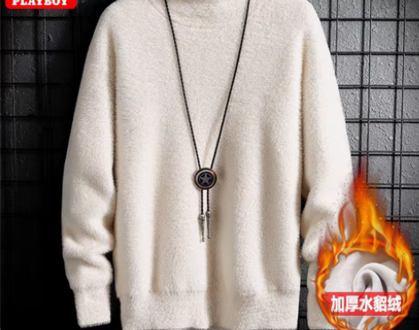 转卖花花公子高领毛衣男士加绒保暖加厚款秋冬...