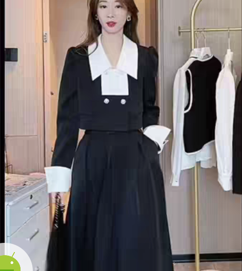 包邮高级感小洋装气质名媛小香风洋气半身裙子...