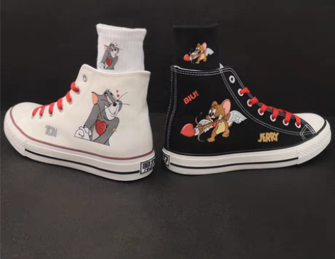 转卖回力猫和老鼠帆布鞋高帮男女黑白鸳鸯鞋百...