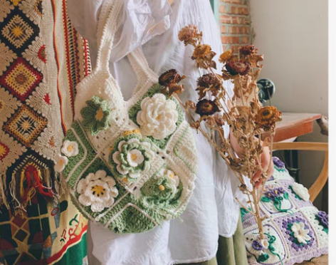 包邮原创紫罗兰 紫藤花 可爱编织 单肩包 ...