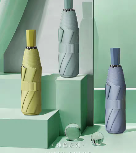 防紫外线太阳伞可定制logo小清新纯色三折...