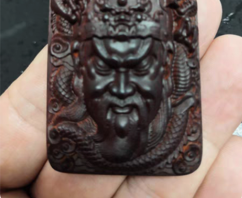 包邮紫檀吊牌武圣关公，拆家具老料紫檀吊牌，...