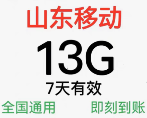 包邮山东移动流量 13GB 7天(不扣费!...