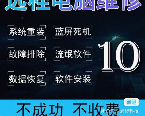 远程电脑维修，系统安装，软件调试，电脑故障...