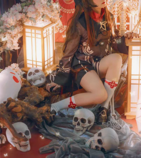 【可直拍】原神胡桃cos全套有道具 假毛+...