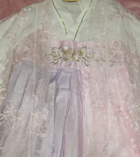 包邮齐胸汉服三件套 实体店买的9新无暇紫粉...